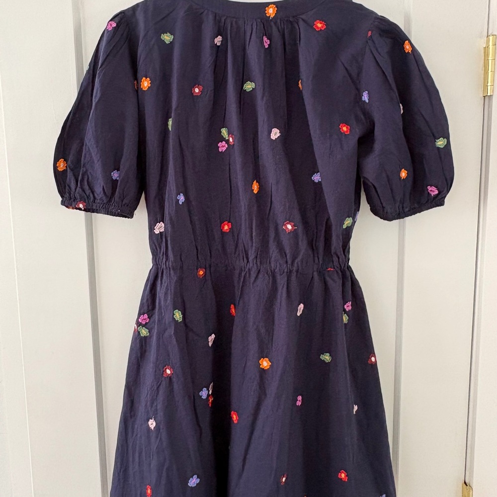 Velvet by Graham & Spencer Navy Floral Embroidered Cotton Mini Dress Small NWT - Picture 9 of 12